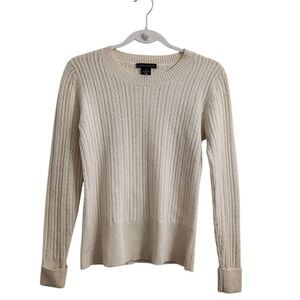 Sofia Cashmere Sweater Womens XS Ivory White‎ Pullover Longsleeve Crew Neck